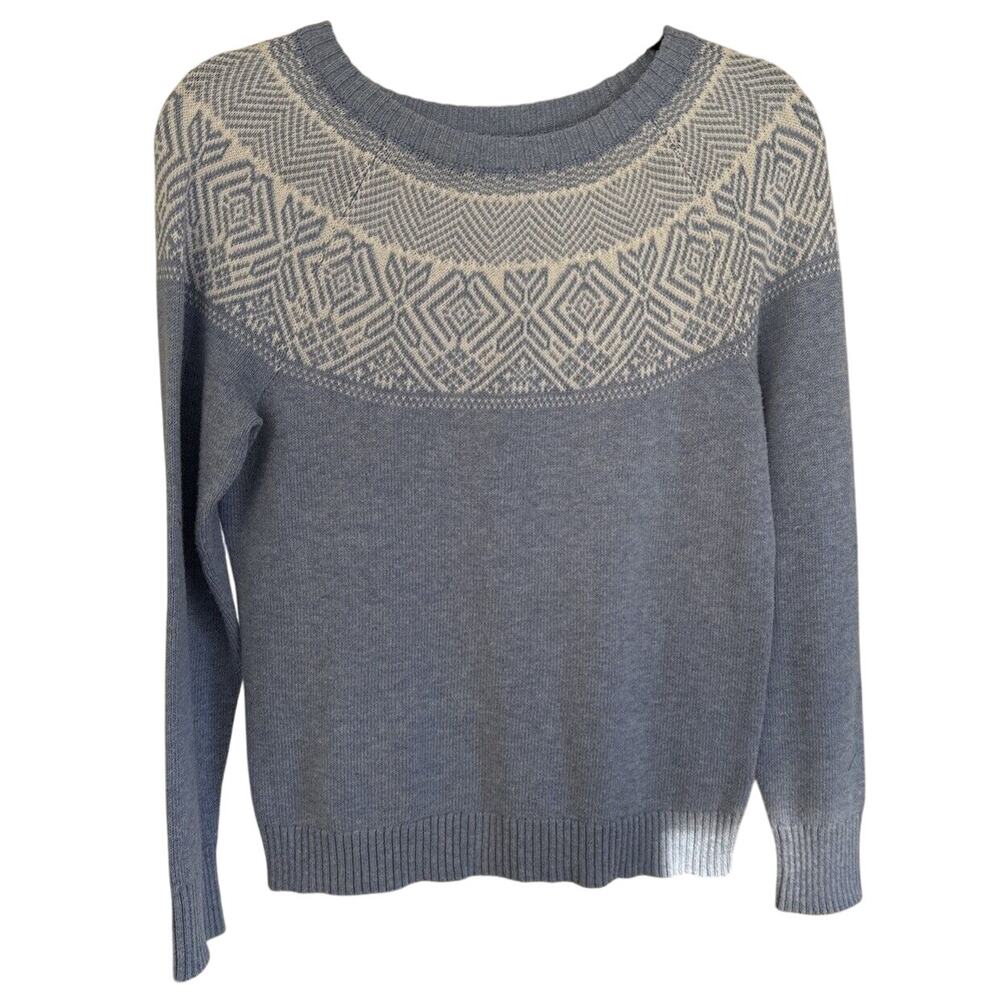 Croft & Barrow Blue Fair Isle Nordic Sweater Petite Small